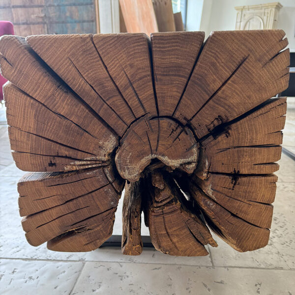 side of the bench made from beam