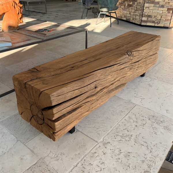 Wooden bench large ancient beam