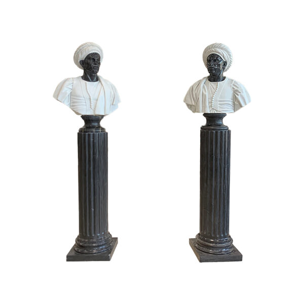 Antique marble man from sudan busts