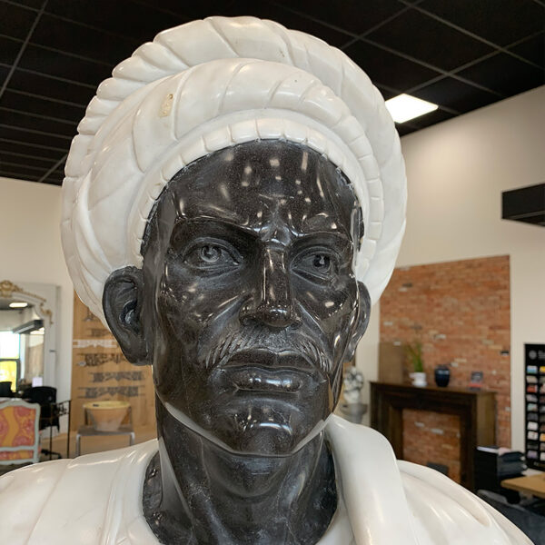Black and white faces of marble man