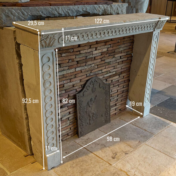 dimensions stone fireplace in louis XVI style with an interlaced frieze