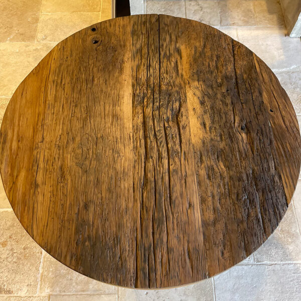 round top aged patinated oak