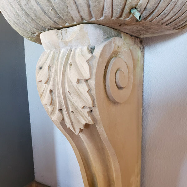acanthus leaf scrollwork on antique basin