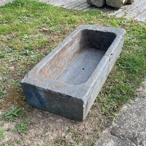 antique trough in slate with square edges