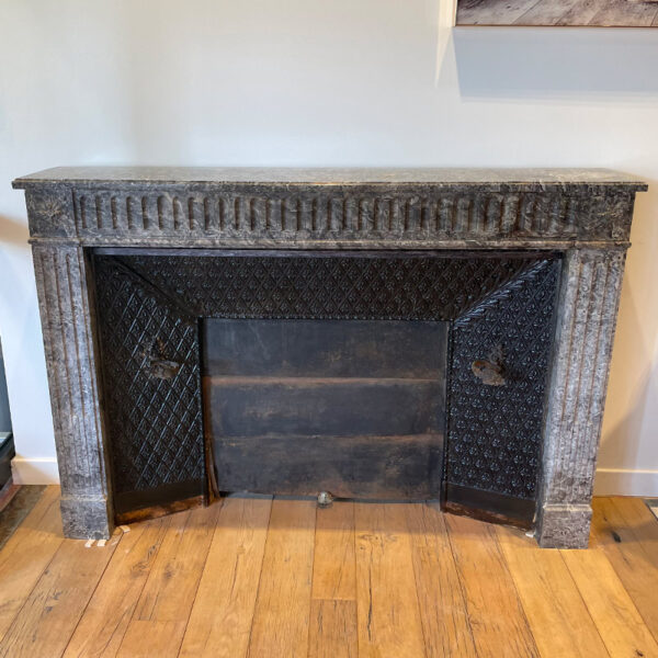 antique gray marble fireplace