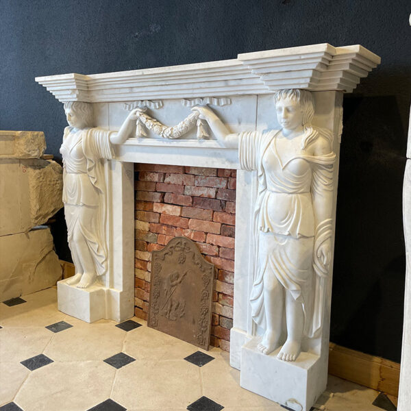 antique luxurious withe marble fireplace