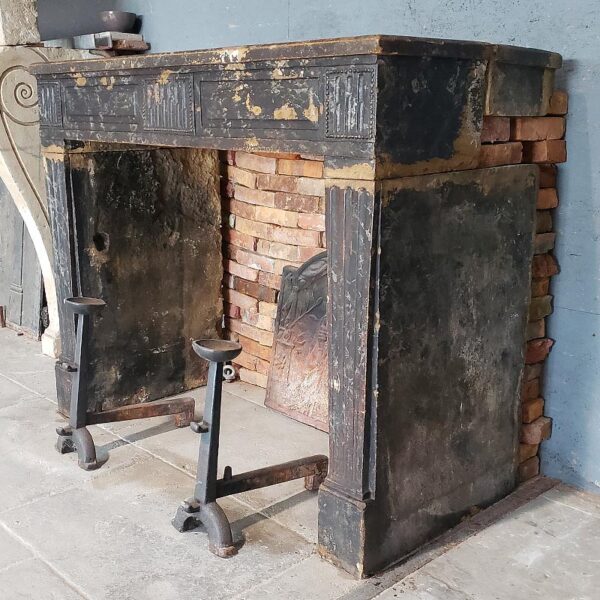 black limestone fireplace
