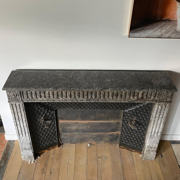 Louis XVI gray marble fireplace
