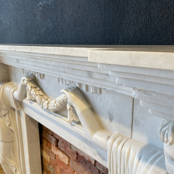 marble fireplace with stepped lintel