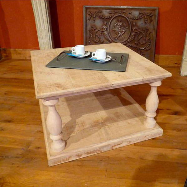 oak coffee table with baluster foot
