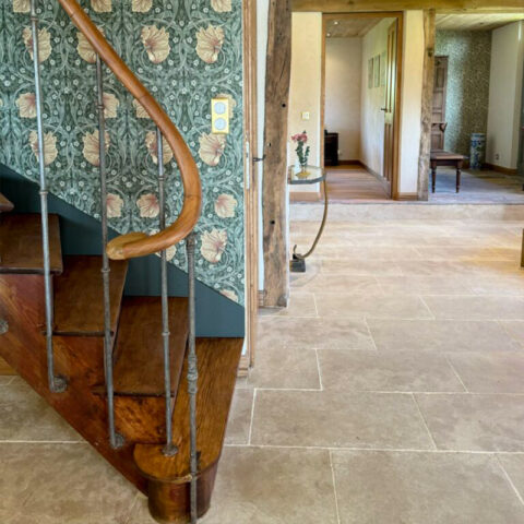 realization flooring with beige limestone