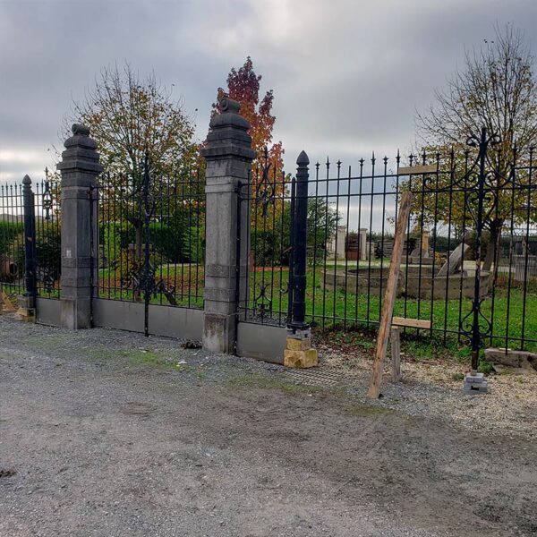 set of antique gate railings pillars
