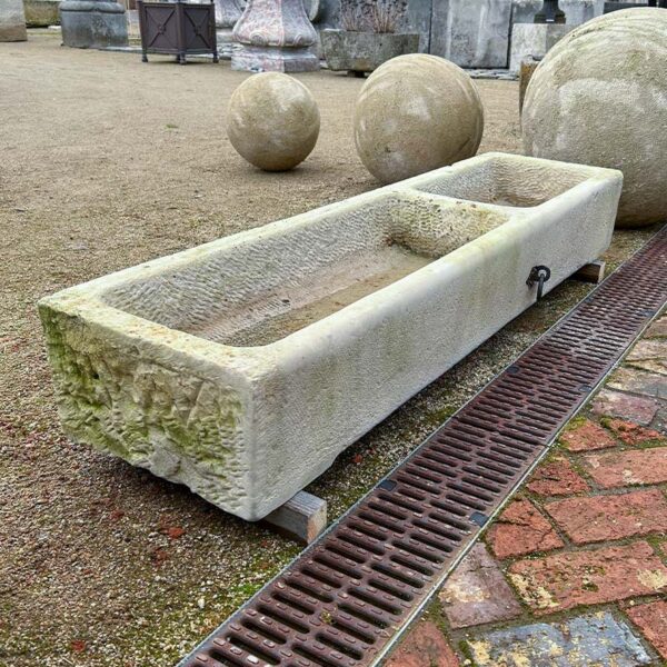 antique natural stone trough two basins