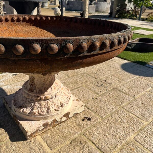 antique patinated cast iron bowl