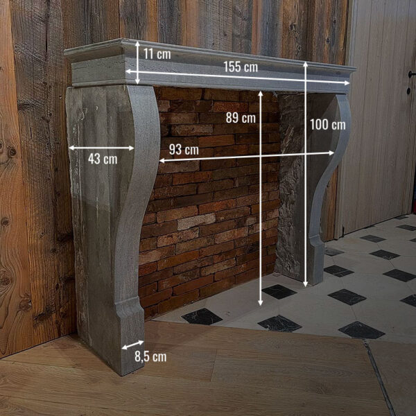 dimensions gray limestone fireplace