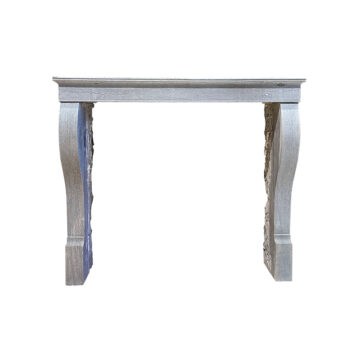gray limestone fireplace