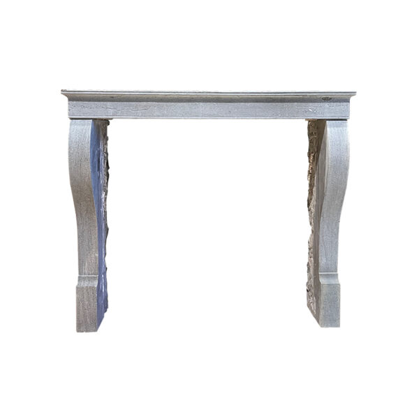gray limestone fireplace
