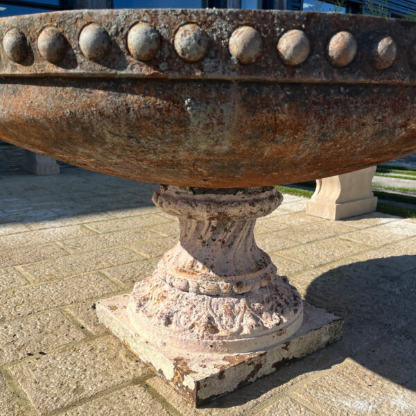 half circle relief frieze on cast iron bowl