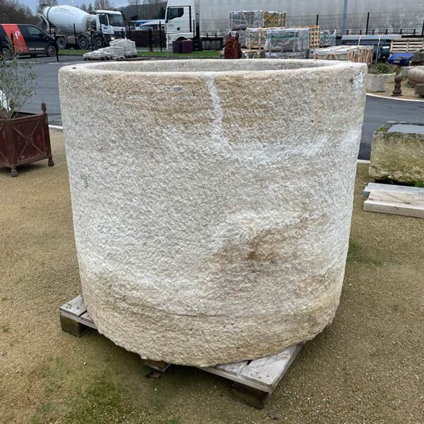 large antique round stone pot
