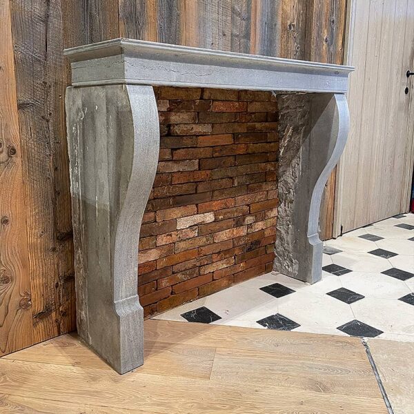 simple grey stone fireplace