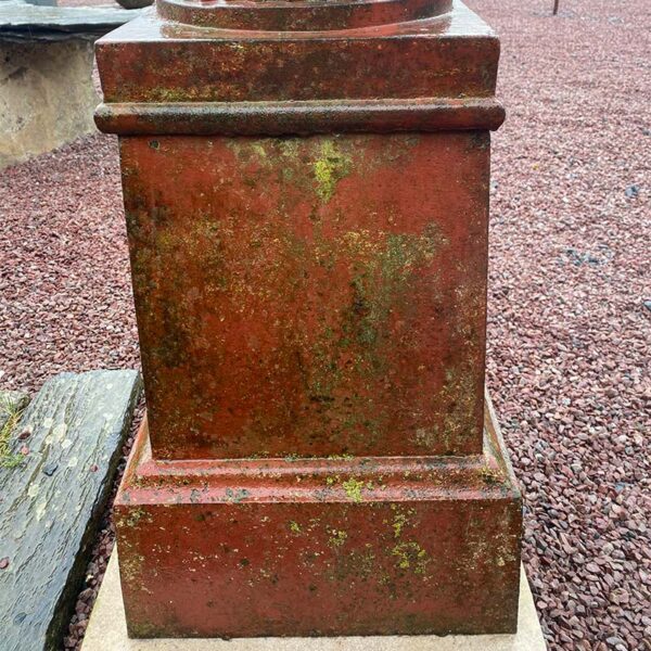 antique cast iron patinated pedestal with medici vase