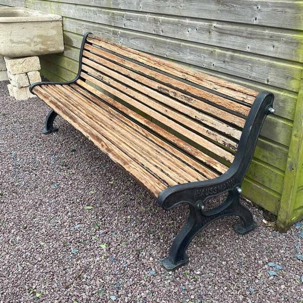 antique Haussmann bench wood and metal