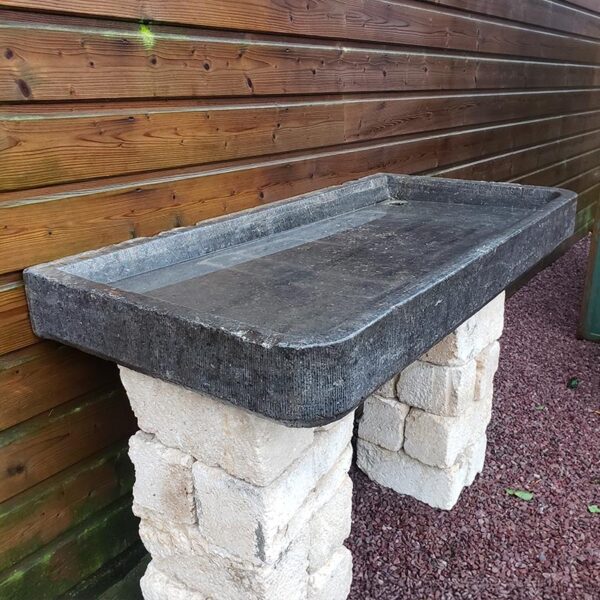 blue stone sink with chiseled finish