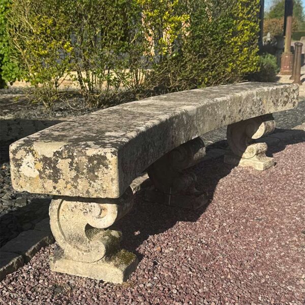 reclaimed curved stone bench