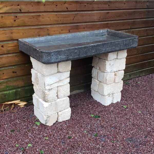 rectangular sink in blue stone