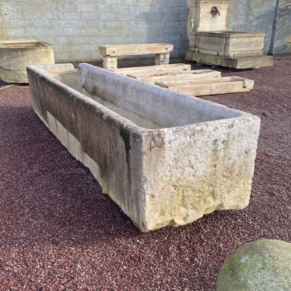 very long antique Bourgogne stone basin