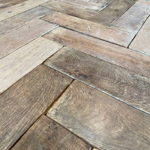 antique herringbone parquet with authentic patina
