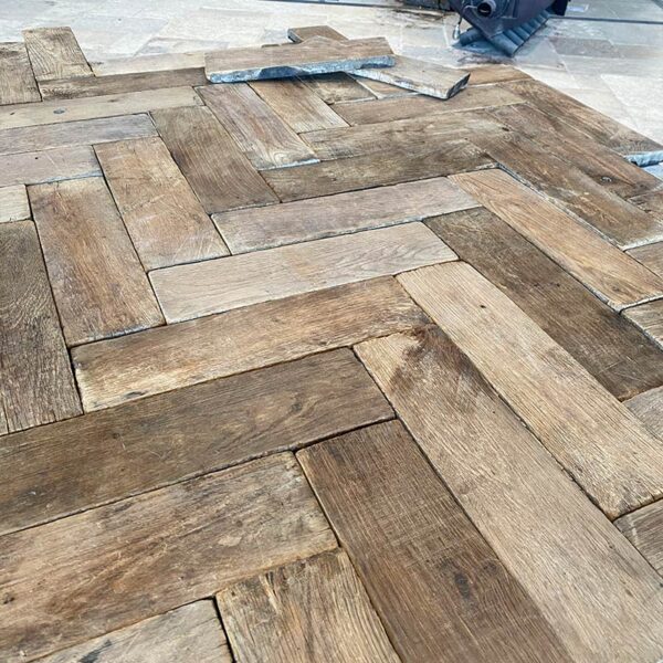 authentic oak herringbone parquet