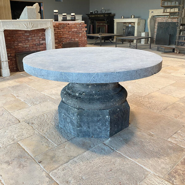 circular blue stone table